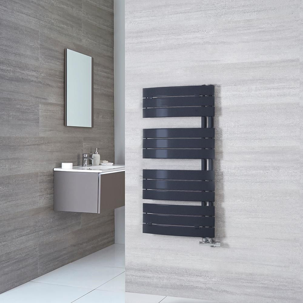 Milano Azore - Anthracite Curved Heated Towel Rail 1080mm x 550mm