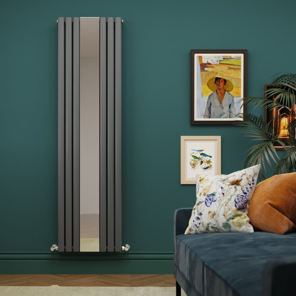 Milano Aruba - Vertical Designer Radiator with Mirror - 1800mm x 499mm - Anthracite