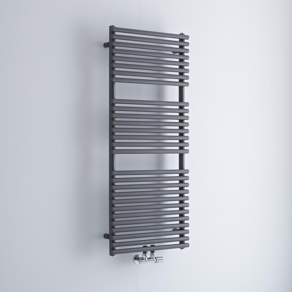 Milano Via - Anthracite Bar on Bar Central Connection Heated Towel Rail - Choice of Size