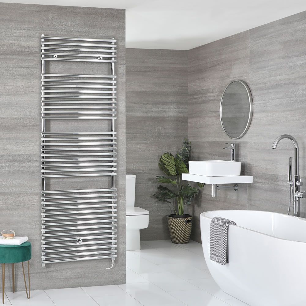 Milano Arno - Electric Chrome Bar on Bar Heated Towel Rail - Choice of Size and Heating Element