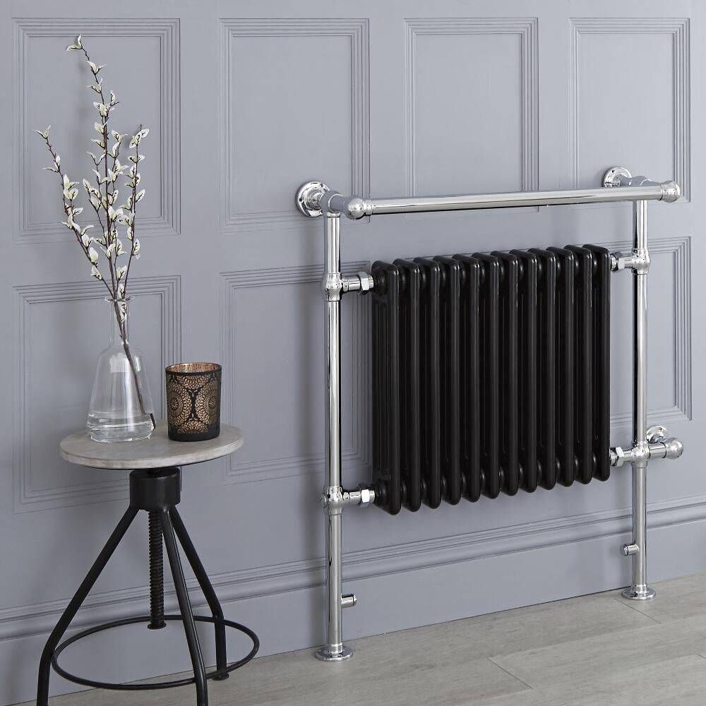 Milano Elizabeth - Black and Chrome Traditional Electric Heated Towel Rail - Choice of Size