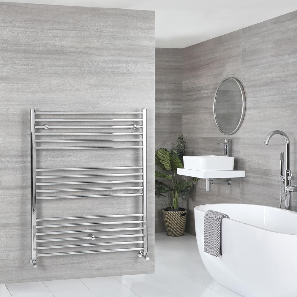 Milano Kent - Straight Chrome Heated Towel Rail 1200mm x 1000mm