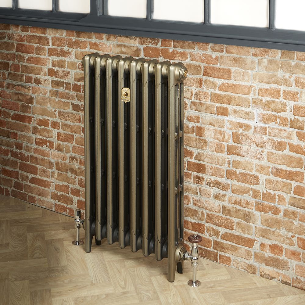 Milano Mercury - 3 Column Cast Iron Radiator - 760mm Tall - Natural Brass - Multiple Sizes Available
