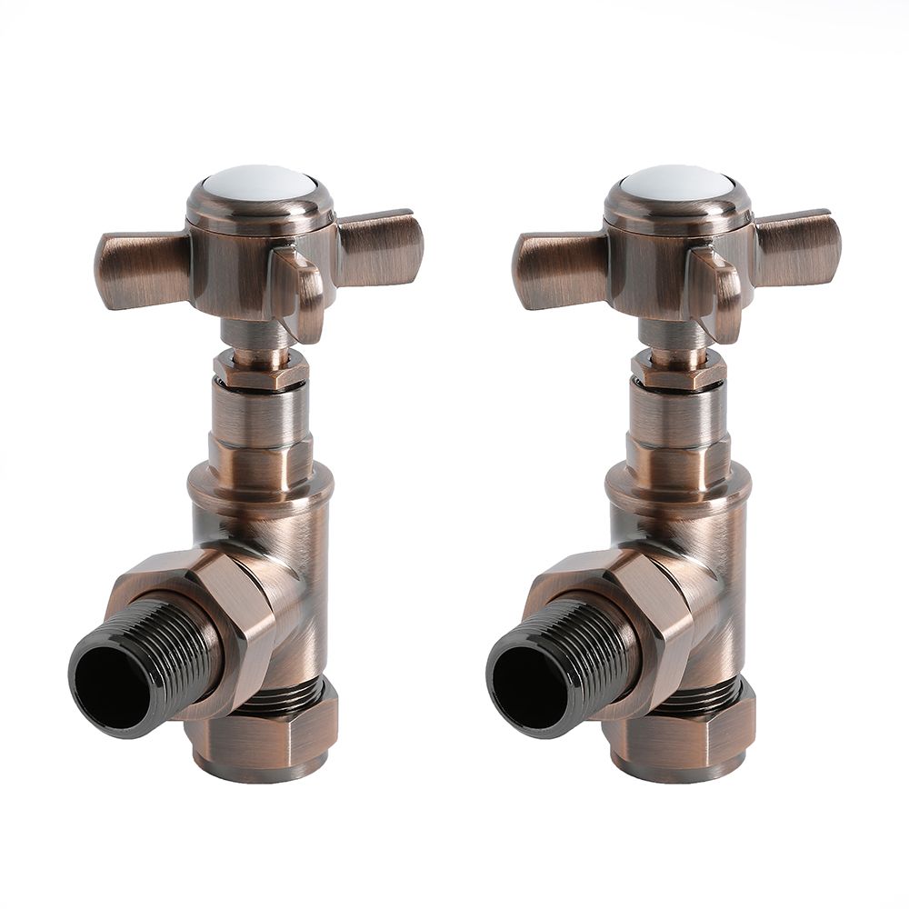 Milano - Traditional Angled Radiator Valves (Pair) - Choice of Finish