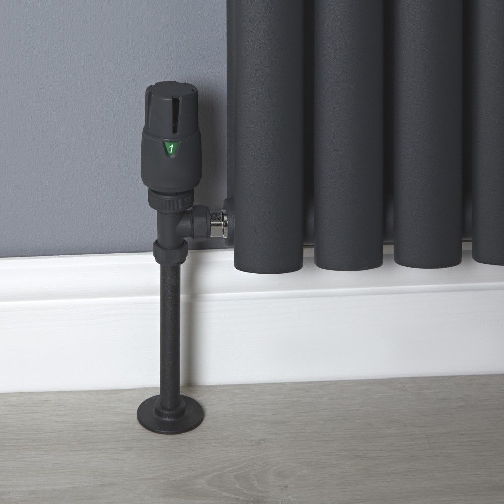 Milano - Modern Thermostatic Angled Radiator Valve and Lockshield - Choice of Finish