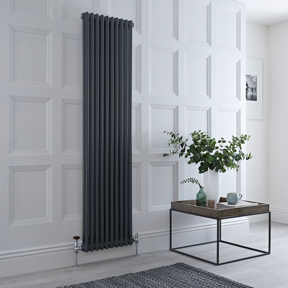 Milano Windsor - Anthracite 1800mm Traditional Vertical Double Column Radiator - Choice of Size