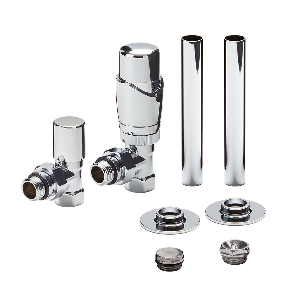 Milano - Thermostatic Radiator Valve and Pipe Sleeve Set - Choice of Finish