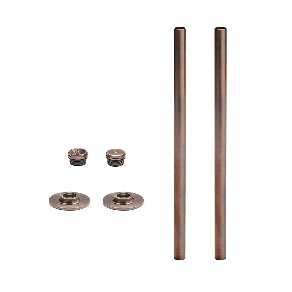 Milano - Oil Rubbed Bronze Radiator Trim Kit - Pipe Connectors with Blanking and Bleed Plugs