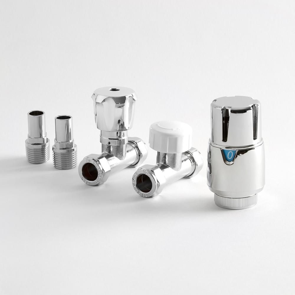 Milano Select - Chrome Thermostatic Straight Radiator Valves - (Pair)