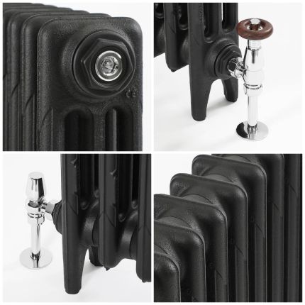 Milano Mercury - 3 Column Cast Iron Radiator - 560mm Tall - Slate Black - Multiple Sizes Available