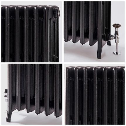 Milano Isabel - 4 Column Cast Iron Radiator - 760mm Tall - Antique Graphite - Multiple Sizes Available