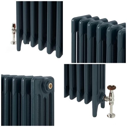 Milano Mercury - 4 Column Cast Iron Radiator - 760mm Tall - Farrow & Ball Hague Blue - Multiple Sizes Available