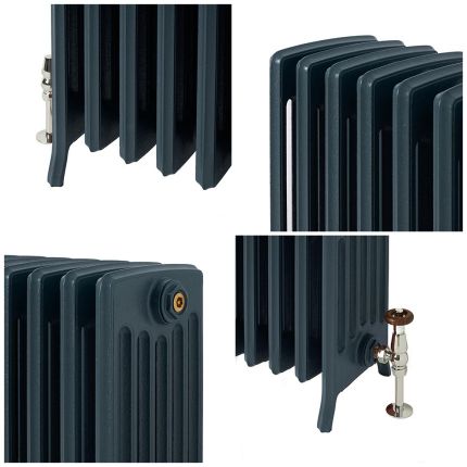 Milano Isabel - 6 Column Cast Iron Radiator - 660mm Tall - Farrow & Ball Hague Blue - Multiple Sizes Available