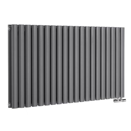 Milano Aruba - Side Connection Horizontal Designer Radiator - Double Panel - Anthracite