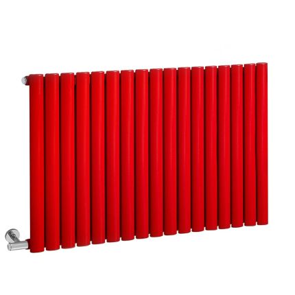 Milano Aruba - Electric Siamese Red Horizontal Designer Radiator - 635mm Tall - Choice of Size, Thermostat and Cable Cover