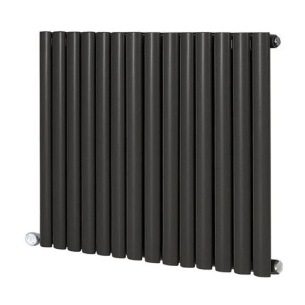 Milano x ECOSO Aruba Electric - Carbon Grey Horizontal Designer Radiator - 635mm Tall - Choice of Size, Thermostat and Cable Cover