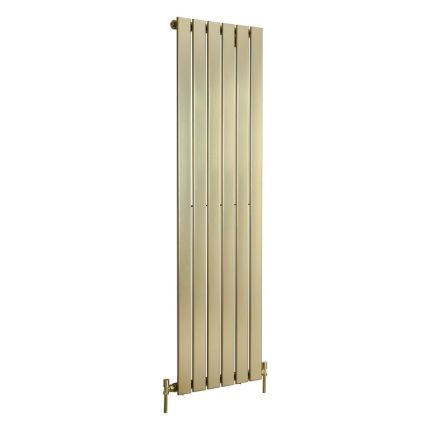 Milano Alpha - Flat Panel Vertical Designer Radiator - Single Panel - 1600mm x 450mm - Brushed Brass
