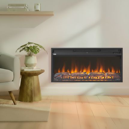 ECOSO Fusion - Modern Black Inset Electric Fire - Choice of Size