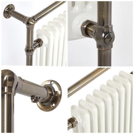 Milano Elizabeth - Dark Brushed Brass Traditional Electric Heated Towel Rail - 930mm x 620mm