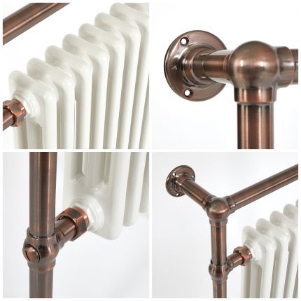 Milano Elizabeth - Brushed Bronze Traditional Electric Heated Towel Rail - 930mm x 620mm