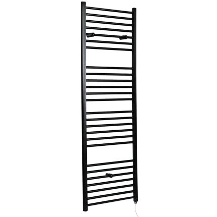 Milano Kent Electric - Straight Black Heated Towel Rail - Choice of Size and Element