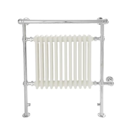 Milano Elizabeth - White and Chrome Traditional Electric Heated Towel Rail - 930mm x 790mm (With Overhanging Rail)