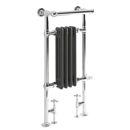 Milano Elizabeth - Anthracite Traditional Dual Fuel Heated Towel Rail - 930mm x 450mm (With Overhanging Rail) - Choice of Wi-Fi Thermostat and Cable Cover