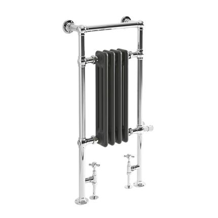 Milano Elizabeth - Anthracite Traditional Dual Fuel Heated Towel Rail - 930mm x 450mm - Choice of Wi-Fi Thermostat and Cable Cover