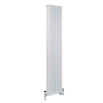 Milano Windsor - White Traditional Vertical Dual Fuel Triple Column Radiator - 1800mm x 380mm - Choice of Valve and Wi-Fi Thermostat
