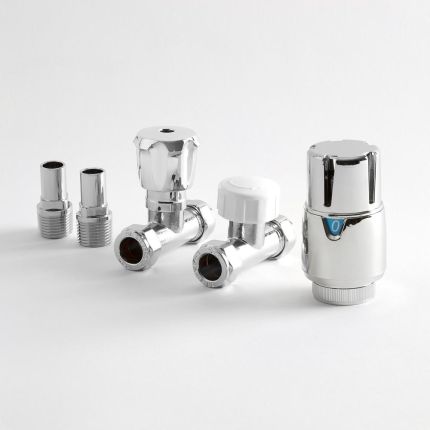 Milano Select - Chrome Thermostatic Straight Radiator Valves - (Pair)