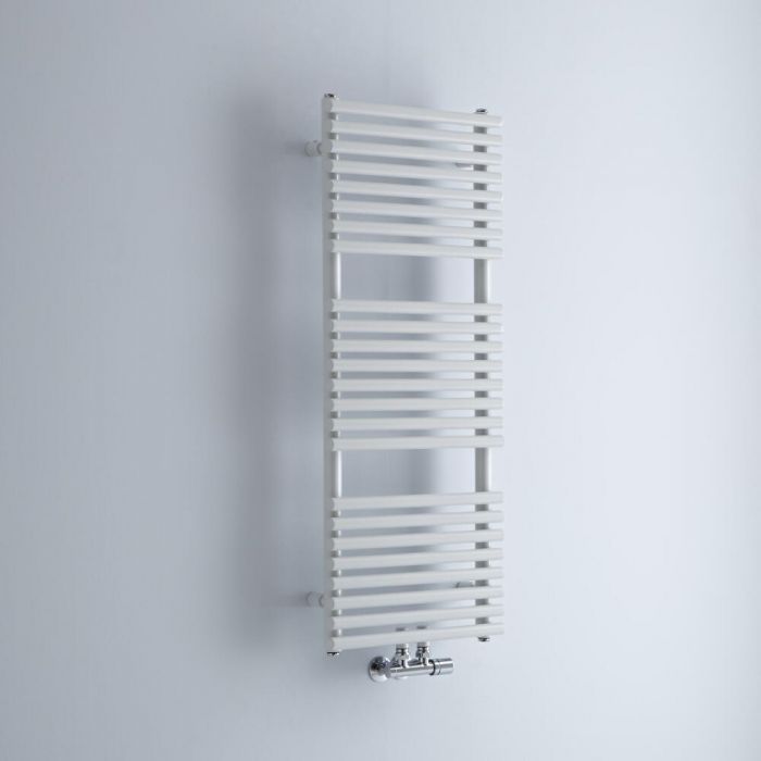 Milano Via - White Bar on Bar Central Connection Heated Towel Rail 1065mm x 400mm