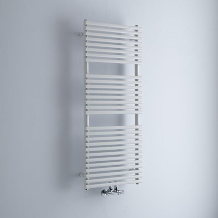 Milano Via - White Bar on Bar Central Connection Heated Towel Rail 1215mm x 500mm