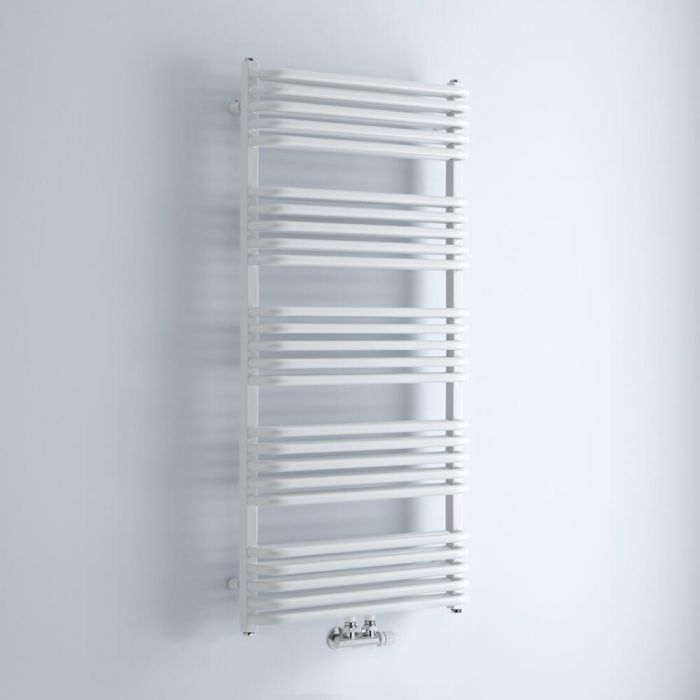 Milano Bow - White D Bar Central Connection Heated Towel Rail 1269mm x 600mm