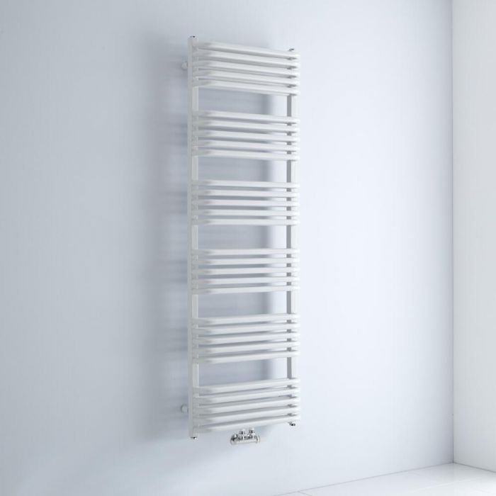 Milano Bow - White D Bar Central Connection Heated Towel Rail 1533mm x 500mm