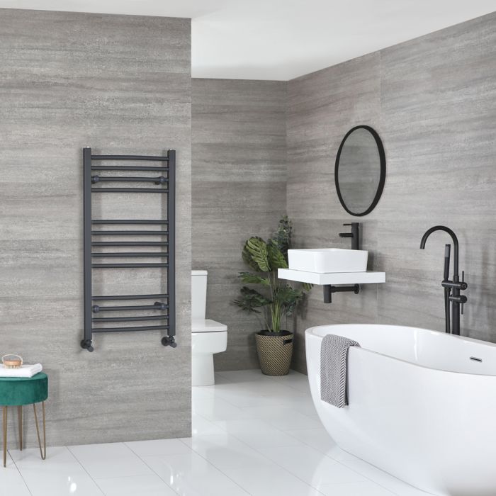 Milano Artle - Flat Anthracite Heated Towel Rail 1000mm x 500mm