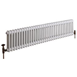 Milano Windsor - Horizontal Double Column White Traditional Cast Iron Style Radiator - 300mm x 1505mm