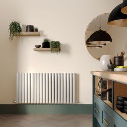 Milano Aruba Ayre - White Horizontal Designer Radiator (Double Panel) - 600mm Tall - Choice Of Width