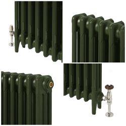 Milano Mercury - 3 Column Cast Iron Radiator - 660mm Tall - Farrow & Ball Duck Green - Multiple Sizes Available
