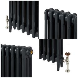 Milano Mercury - 3 Column Cast Iron Radiator - 860mm Tall - Farrow & Ball Railings Grey - Multiple Sizes Available