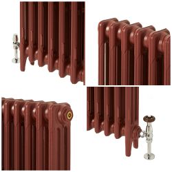 Milano Mercury - 3 Column Cast Iron Radiator - 860mm Tall - Farrow & Ball Eating Room Red - Multiple Sizes Available
