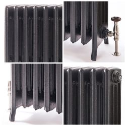 Milano Isabel - 4 Column Cast Iron Radiator - 660mm Tall - Antique Silver - Multiple Sizes Available