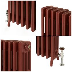 Milano Isabel - 4 Column Cast Iron Radiator - 660mm Tall - Farrow & Ball Eating Room Red - Multiple Sizes Available