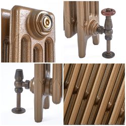 Milano Mercury - 4 Column Cast Iron Radiator - 460mm Tall - Burnt Gold - Multiple Sizes Available