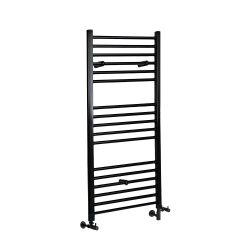 Milano Nero - Matt Black Dual Fuel Straight Heated Towel Rail 1200mm x 400mm