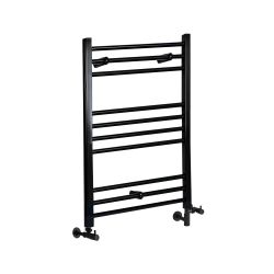 Milano Nero - Matt Black Dual Fuel Straight Heated Towel Rail 800mm x 500mm