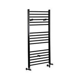 Milano Nero - Matt Black Dual Fuel Straight Heated Towel Rail 1200mm x 600mm