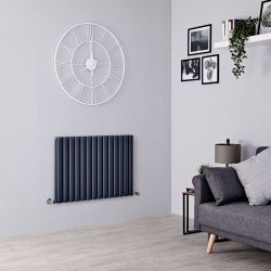 Milano Aruba Ayre - Anthracite Horizontal Designer Radiator (Double Panel) - 600mm Tall - Choice Of Width