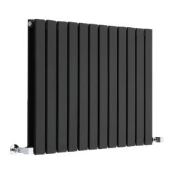 Milano Alpha - Black Horizontal Flat Panel Designer Radiator - 635mm Tall - Choice Of Width