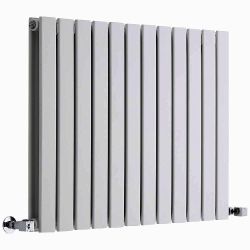 Milano Alpha - White Horizontal Flat Panel Designer Radiator - 635mm Tall - Choice Of Width