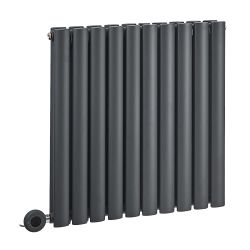 Milano x ECOSO Aruba - Electric Anthracite Horizontal Designer Radiator - Choice of Size and Wi-Fi Thermostat - Plug-In and Hardwired Options